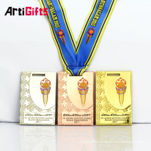 Rectangle Stamped Sublimation Torch Sport Blank Square Medals With Ribbon